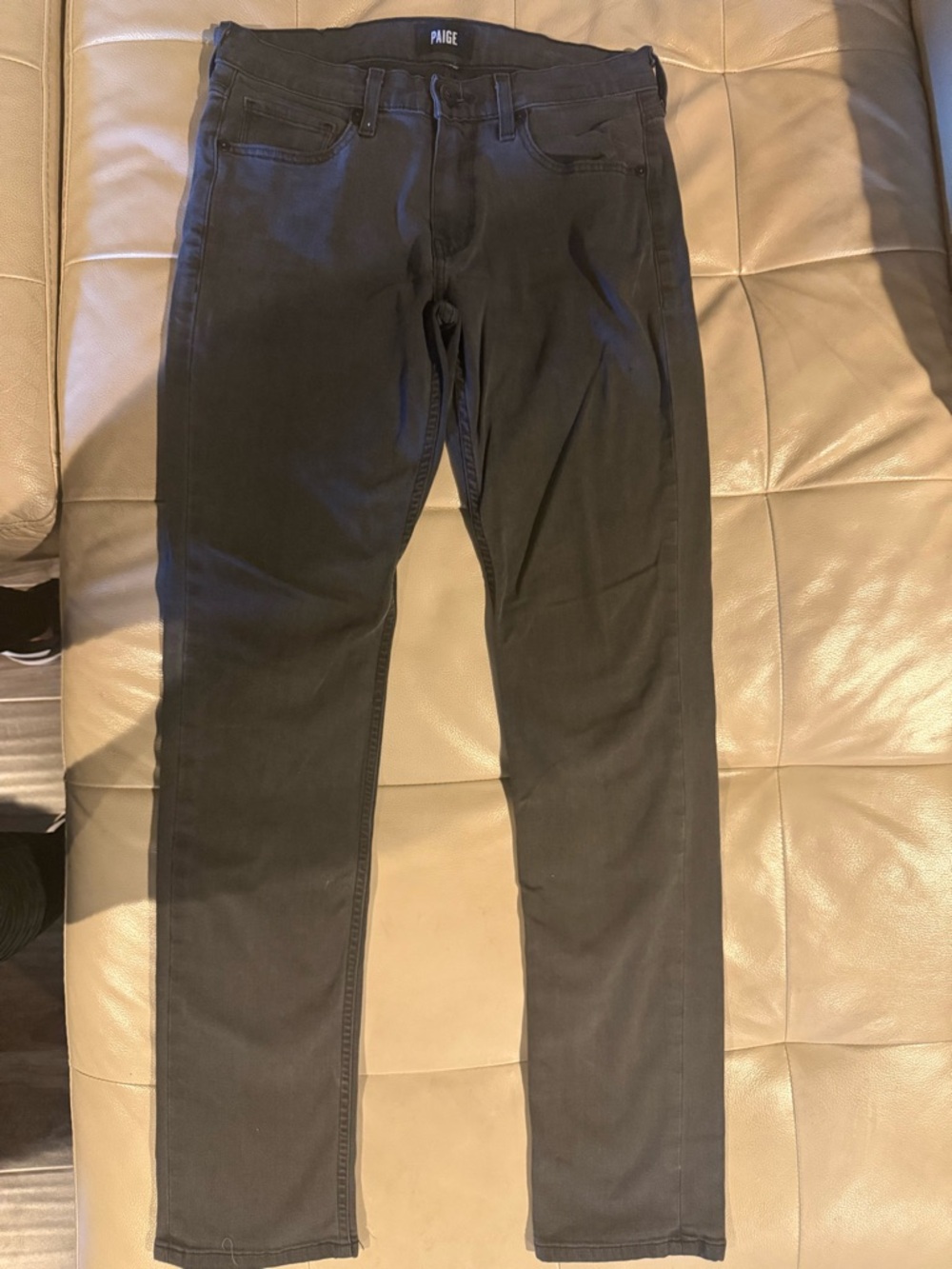 PAIGE Men’s Charcoal Slim Straight Jeans